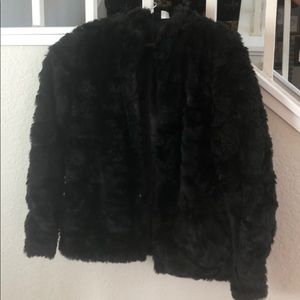 H&M faux fur black jacket, women’s size 8